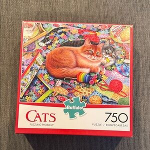 Buffalo David Bitton Cats Puzzle - Red and Multicolor Artwork